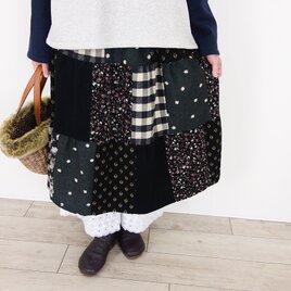 あたたかパッチティアードスカート☆ノアール・パッチ