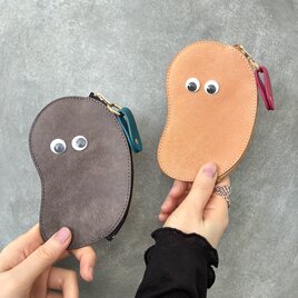 ◆可愛いが止まらない!!上質お豆の薄型財布◆ メンズ　レディース　本革　本皮　コンパクト　ギフト　プレゼント　ペア　ミニ財布