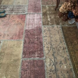 超超大判　288×144 トルコヴィンテージラグ　パッチワーク　アッシュカラー 絨毯 手織り カーペット ヴィンテージラグ