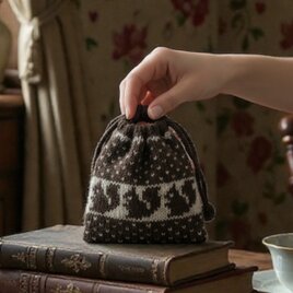 リスの手編みミニ巾着