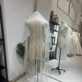 ショートベール コーム付き インポートビジューレース エレガント ブライダル 結婚式