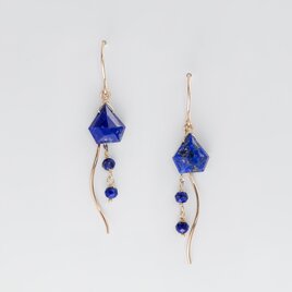 ＃1084 ラピスラズリ K10×GF ウェーブチェーン フックピアス