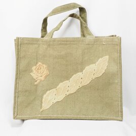 ハーブ染めのトートバッグ☆グリーンマテ染め