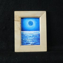 油絵 油彩 油彩画 絵 絵画 ミニ絵画【青い満月】