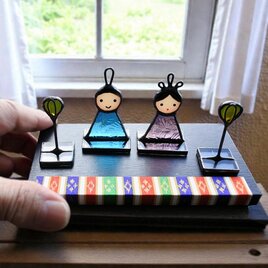 小さい小さい手のり雛 おひなさま 雛祭り 雛人形 ステンドグラス 置物