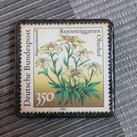 ドイツ　高山植物切手ブローチ10713