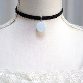 【受注製作】レジンアート　ラウンドモチーフとタティングレースとベルベットリボンのチョーカー〈甘やかな静寂〉