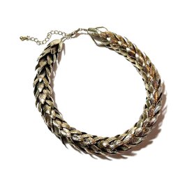 Braided Leaf Motif Statement Necklace