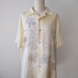 アロハシャツ線描き花柄