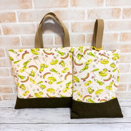 レッスンバッグ＆シューズケース　２点セット　【かえる】