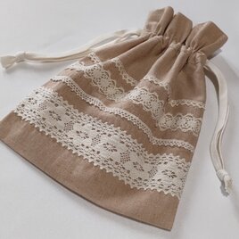 【送料無料】オーガニックコットン　巾着ポーチ