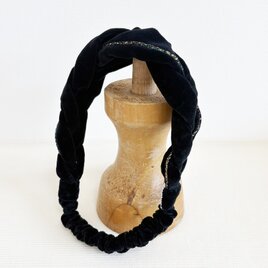 ブラックラメのヘアバンド