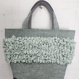 フリルいっぱい裂き織りバッグ　