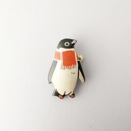 マフラーアデリーペンギン 漆ブローチ