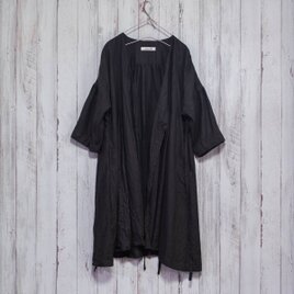 リネンカシュクールワンピース　紫黒色