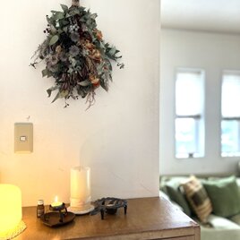 リューカデンドロン.紅花ワイルドフラワースワッグ~バレンタイン.送別ギフトにも