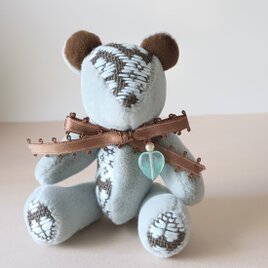 こぎん刺しのテディベアS 総刺しこぎんクマ　凪