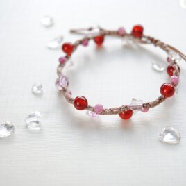 レッドアゲートとフローライトのお星さまブレスレットｂ