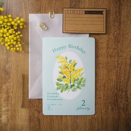 2月ミモザ＊花言葉のバースデーカード