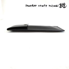 《ゴートスキン》シンプルフラットペンケース・ゴートスキン・ブラック・0137