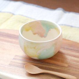 マット釉と春色三彩のボウル たっぷりサイズ