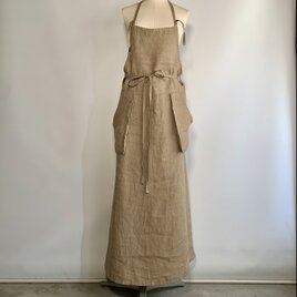 リネンツイル・ロング丈のサロペットドレス