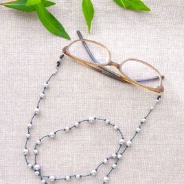 ＊コットンパール（グレー）と組みひものグラスコード＊