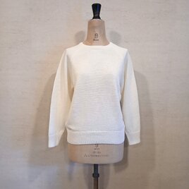 【2026♡新作】コットン100％ギマ加工クルーネックプルオーバー(長袖）オフホワイト