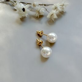 パール の１粒ピアス/Silverカラー・イヤリングに変更可