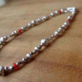 ＊さらに！happy price＊かれんなシルバーブレス ＠カレンシルバー＋フロストビーズ＋ホワイトハートRED