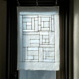 ポジャギ　リネン　シルク　白　小窓