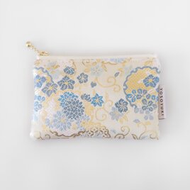 雪輪と唐草花 ミニポーチ 金らん生地 着物 織物 和柄 （オープン記念SALE 20%OFF）