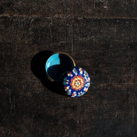 青に花と蝶々◆中国産　七宝焼小物入れ　香合　印合　チャイナレトロ　シノワズリ　インテリアオブジェ