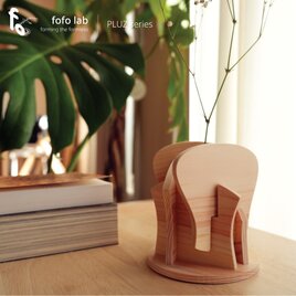 PLUZ｜木板の立体パズル×花瓶×ストーン③　一輪挿し／組み木／ヒノキ／癒し／名入れ無料／ギフトラッピング無料