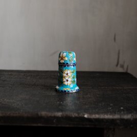 水色に草花◆中国七宝焼　小物入れ　楊枝入れ　チャイナレトロ　シノワズリ　インテリアオブジェ i1