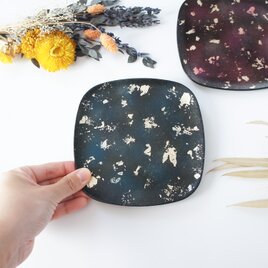 星雲のお菓子皿・青【漆・和紙・天然木】