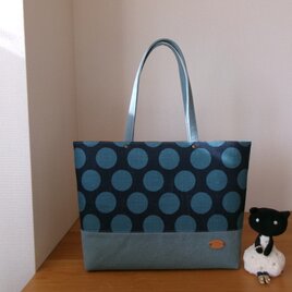 ドット柄生地のビッグトートバッグ　難あり
