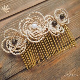 精麻のあわじ結びくし形かんざし［93］