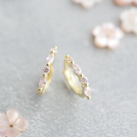 【数量限定】桜ピンクワンタッチフープピアス/イヤリング（ゴールド）春の装いにプラス 春ピアス