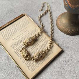 N313-【 1928 】ヴィンテージネックレス Gold Tone Filigree Victorian Revival