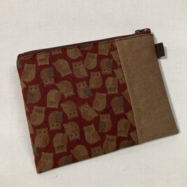 柿渋染め　ぺたんこポーチ　26A8