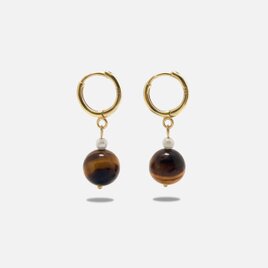 イエローアベンチュリン フープピアス（ドロップ）｜天然石＆淡水パール｜K18ゴールド + シルバー925｜北欧ミニマルのコピー