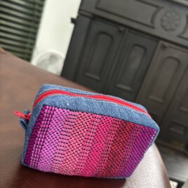 さをり織りボックスポーチ