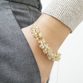 【１点限定】「黄金の雨」ブレスレット スライドチェーン ルチルクォーツ 14kgf 天然石 誕生石 金属アレルギー対応