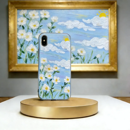 デコデン デコ電 手描き花柄油絵スマホケース｜抽象アート・立体質感・iPhone galaxy 全機種対応