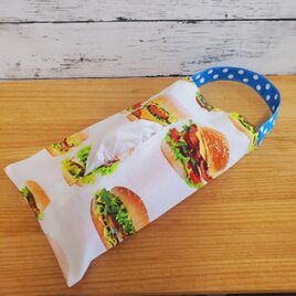 吊り下げOK！ボックスティッシュケース  箱無しタイプ(ハンバーガー柄)