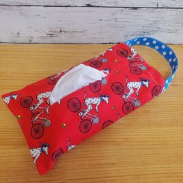 吊り下げOK！ボックスティッシュケース  箱無しタイプ(自転車ダルメシアン柄)