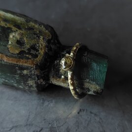 イエロージルコン真鍮リング#14