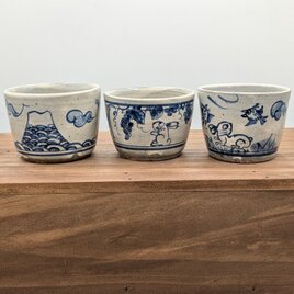 富士と兎の蕎麦猪口a