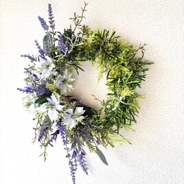 ラベンダーとニゲラのデザインリース LNwr-05 ドアリース